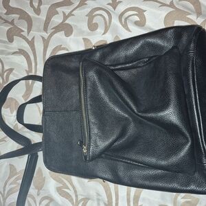 Elegant Black Leather Backpack